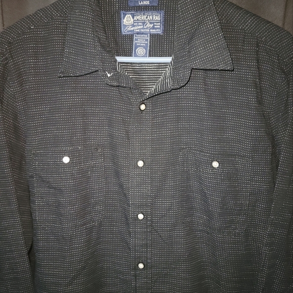 American Rag Large Button Down Long Sleeve Microdot - Picture 4 of 11